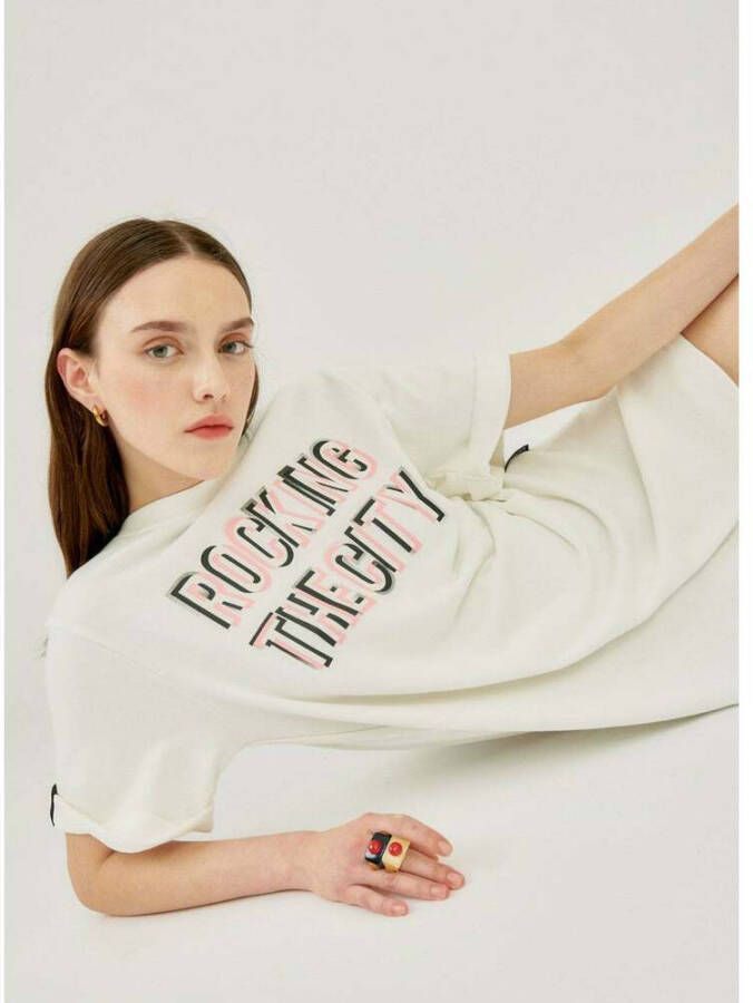 Silvian Heach T-shirtjurk met logo Wit Dames