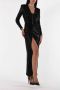 Simona Corsellini Lange Jersey Lurex Jurk met V-Hals en Strass Ketting Black Dames - Thumbnail 2