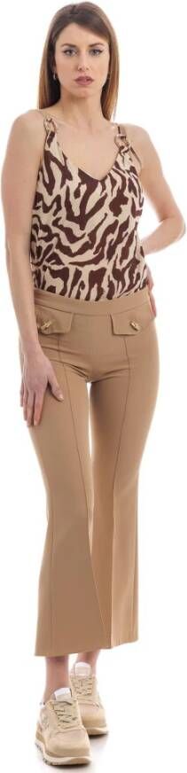 Simona Corsellini Leather Trousers Beige Dames