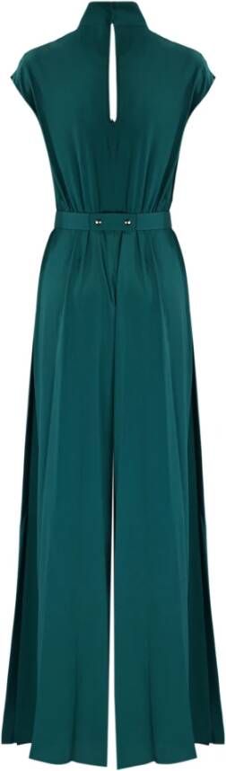 Simona Corsellini Viscose broek met korte mouwen en hoge nek Green Dames