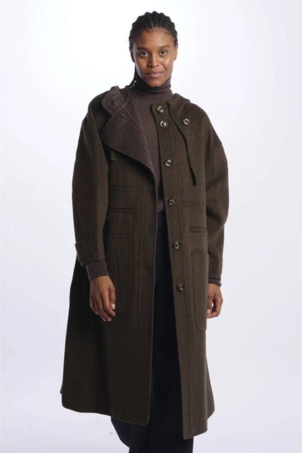 Soeur Jas met capuchon van wolmix Green Dames
