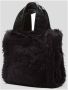 Stand Studio Zwarte Eco-Bont Tote Tas met Synthetische Leren Handvatten Black Dames - Thumbnail 2