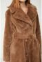 Stand Studio Khaki Nepbont Dubbelbreasted Jas met Riem Beige Dames - Thumbnail 3