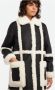 Stand Studio Lange Faux Shearling Jas Zwart Multicolor Dames - Thumbnail 1