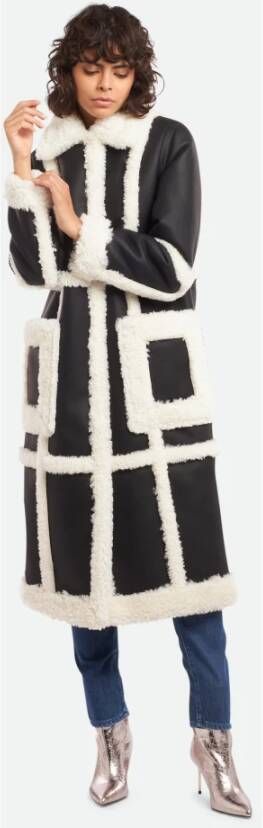 Stand Studio Lange Faux Shearling Jas Black Dames