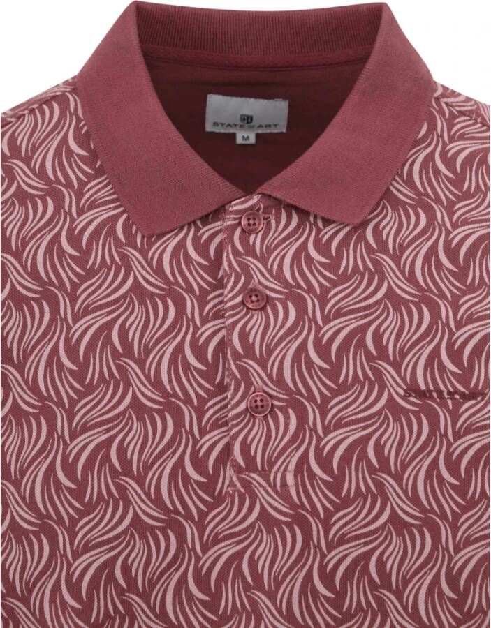 State of Art Poloshirt Print Roze Rood Heren