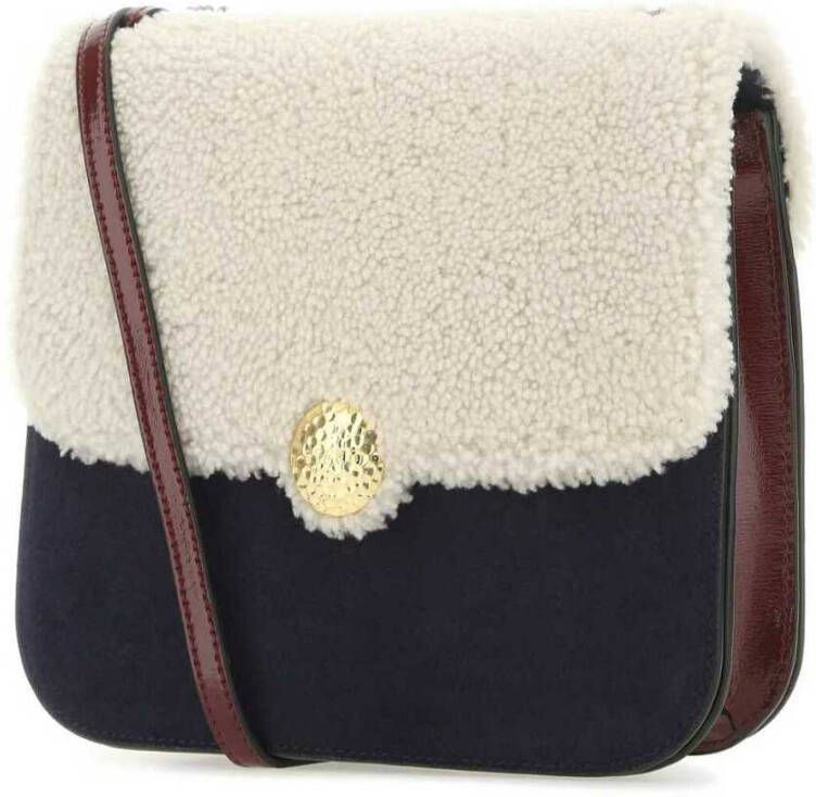 Staud Veelkleurige suede en shearling crossbody tas Beige Dames