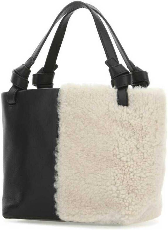 Staud Tweekleurige leer- en shearling handtas Zwart Dames