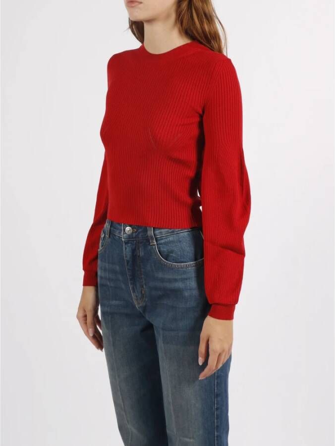 Stella Mccartney Gebreide kleding met ronde hals en geperforeerd V-patroon Red Dames