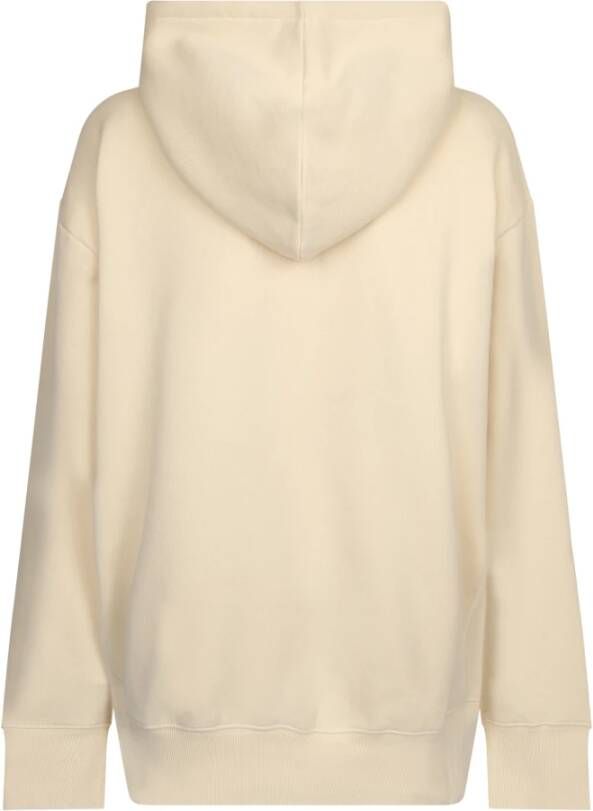 Stella Mccartney Witte Katoenen Sweatshirt met Trekkoord Capuchon Beige Dames