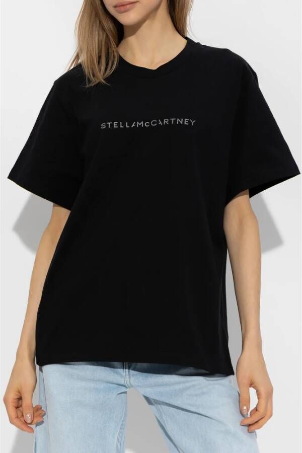 Stella Mccartney T-shirt met logo Black Dames