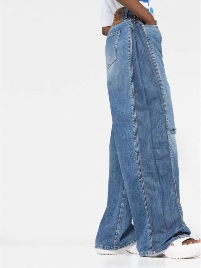 Stella Mccartney Vintage Wash Zip Straight Leg Jeans Blue Dames