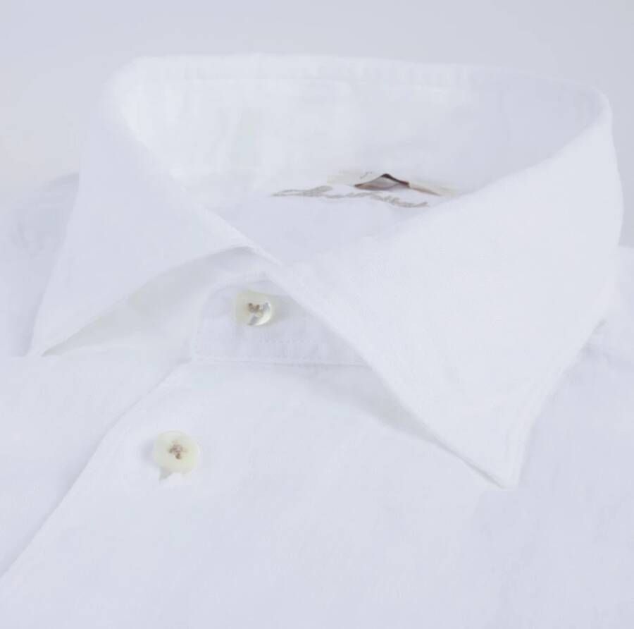 Stenströms Witte Linnen Overhemd met Cut Away Kraag en Parelmoerknopen Wit Heren