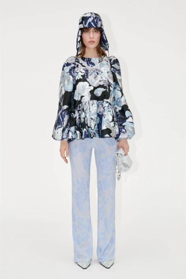 Stine Goya Wijde broek met hoge taille Blauw Dames