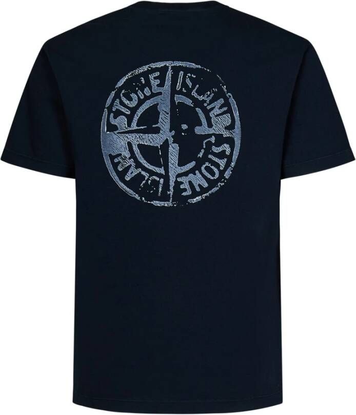 Stone Island Blauw T-shirt met kompaslogo Blauw Heren