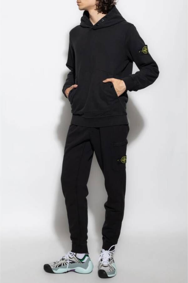 Stone Island Hoodie with logo patch Zwart Heren