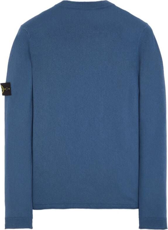 Stone Island Stijlvolle ronde-hals gebreide trui voor mannen Blue Heren