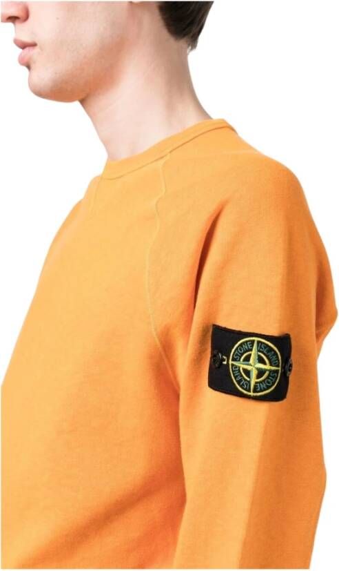 Stone Island Oranje Katoenen Trui met Iconisch Logo Oranje Heren