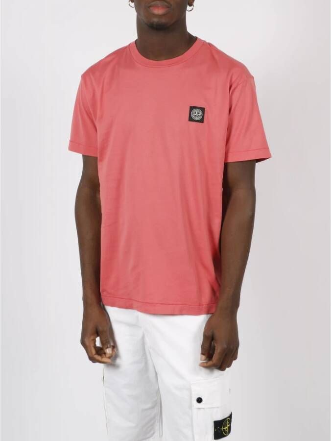 Stone Island Premium Logo Patch T-Shirt Roze Heren