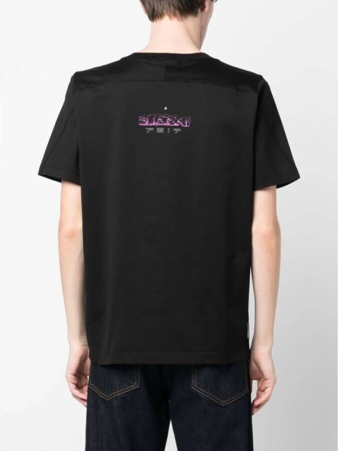 Stone Island Zwarte katoenen T-shirt met bedrukt achterpaneel Zwart Heren