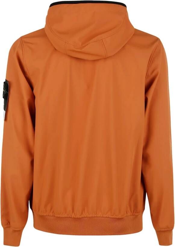 Stone Island Winddichte jas met elastische capuchon en ritssluiting Oranje Heren