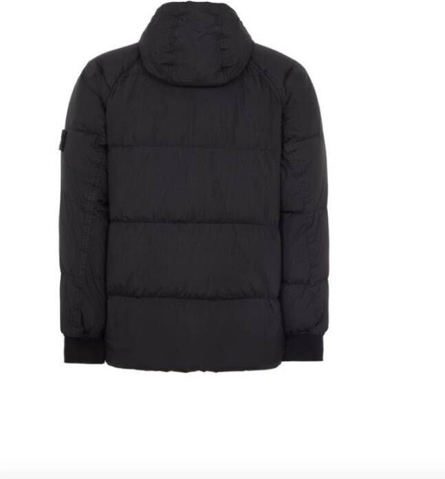 Stone Island Zwarte gewatteerde jas met capuchon Zwart Heren