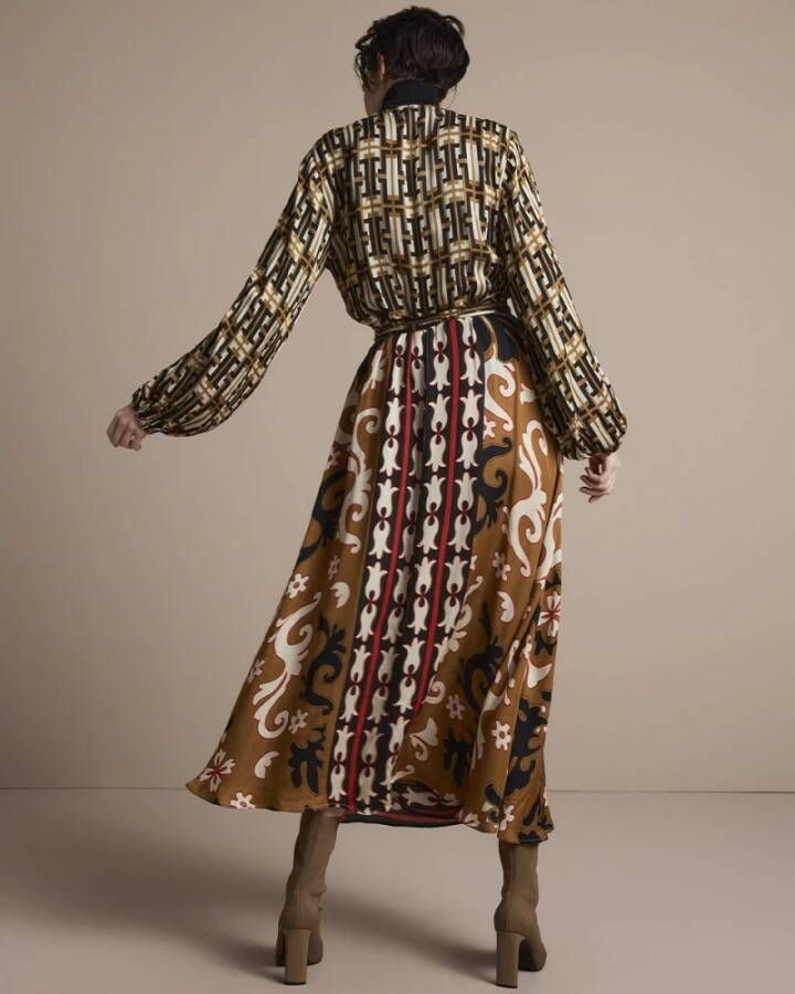 Summum Woman Print Mix Jurk Bruin Dames