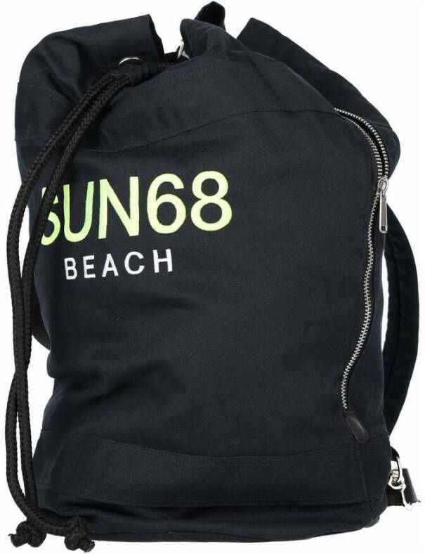 Sun68 X32135 zaino a secchiello con logo stampato Blue Navy Blauw Unisex