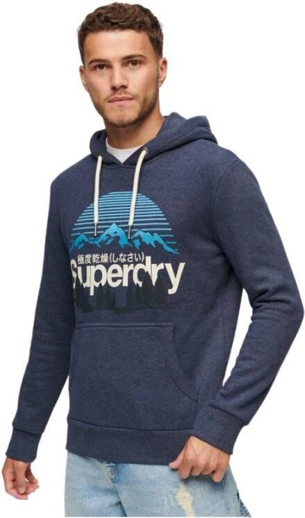 Superdry Hoodie met buitenafbeelding Blauw Heren