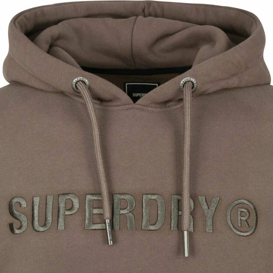 Superdry hoodie -logo kaki Bruin Heren