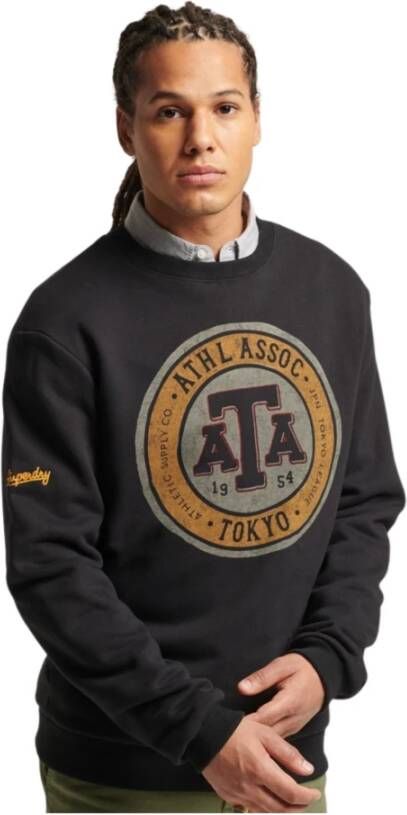 Superdry Vintage Collegiate Crew Sweatshirt Zwart Heren