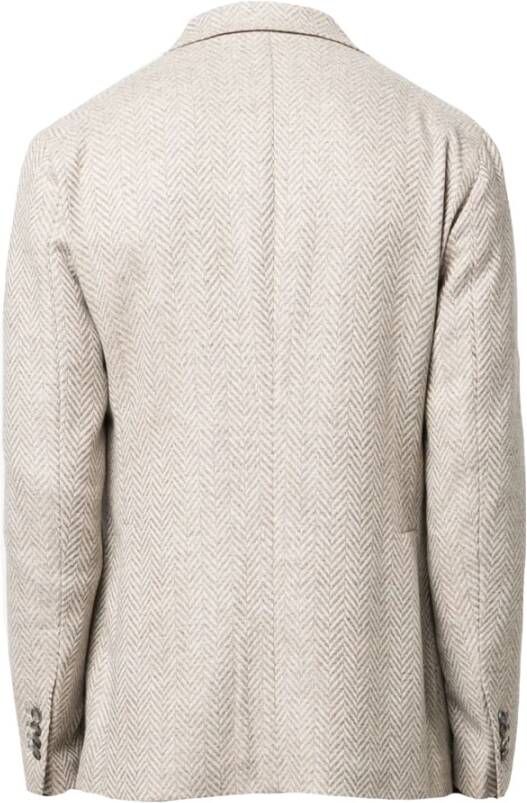 Tagliatore Beige Herringbone Blazer Beige Heren