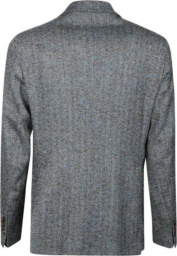 Tagliatore Petrol Blauwe Jas Grijs Heren