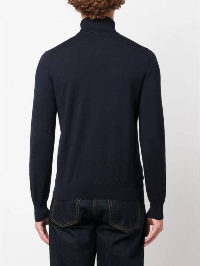 Tagliatore Blauwe Sweaters met Dolcevita Rasato Blauw Heren