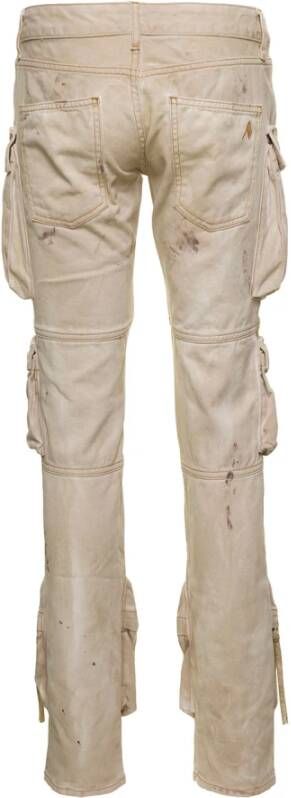 The Attico Leather Trousers Beige Dames