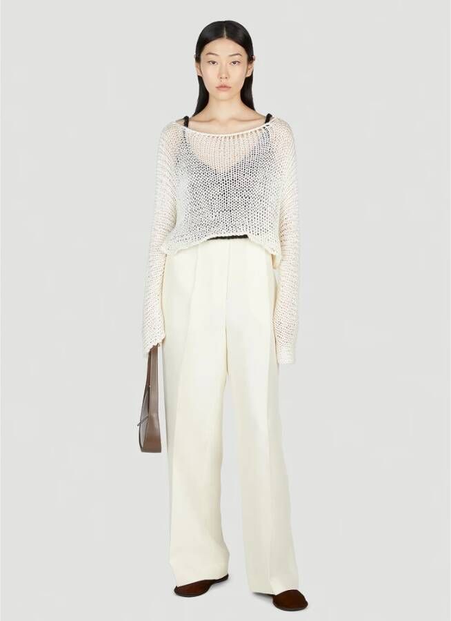 The Row Wol-zijden pantalon Wit Dames