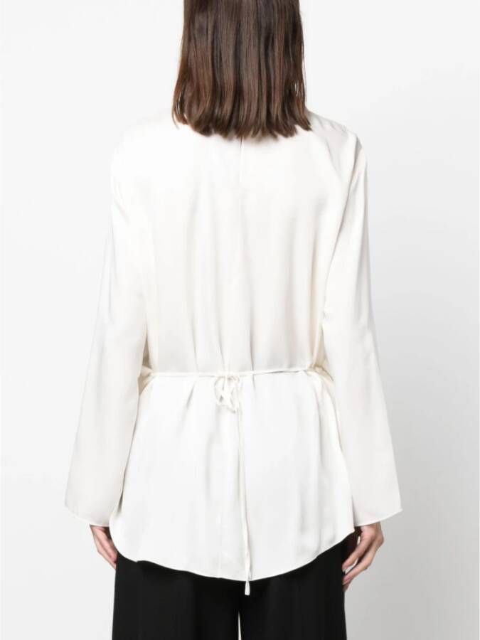 Theory Zijden Crepe de Chine Shirt Beige Dames