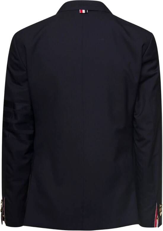 Thom Browne Klassieke pasvorm jassen in Engineered 4 Bar Plain Weave Suiting Blauw Heren