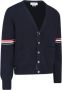 Thom Browne Navy V Neck Cardigan Blue Heren - Thumbnail 2