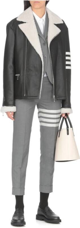 Thom Browne Leather Jackets Zwart Dames