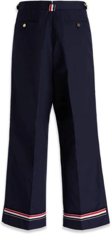 Thom Browne Leather Trousers Blauw Heren