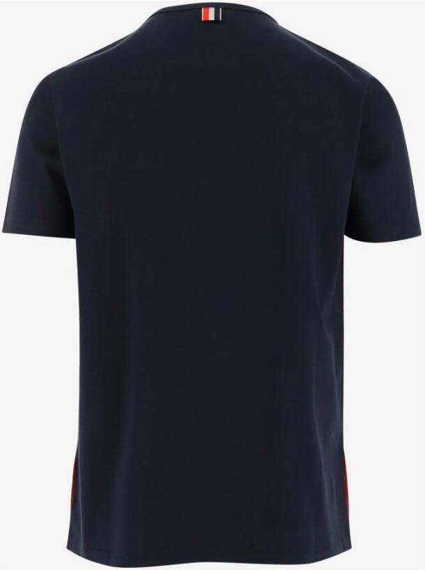 Thom Browne T-shirt met tricolor zak en hoge-lage zoom Blue Heren