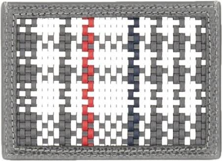 Thom Browne Woven Leather Card Case Grijs Dames