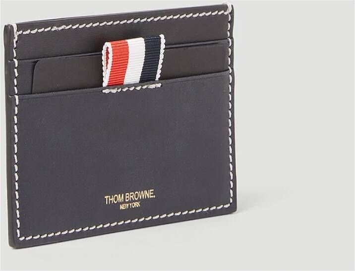 Thom Browne Leren kaarthouder met logo Blauw Heren