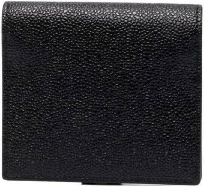 Thom Browne 3-Bow Card Holder W Chain Strap IN Pebble Grain Leather L12 H13 W3 Zwart Dames