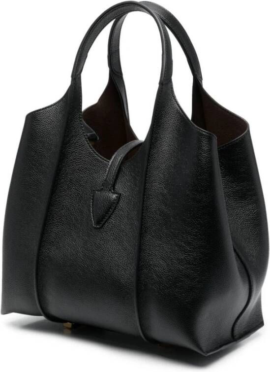 TOD'S Tijdloze Logo-Plaque Tote Tas Zwart Dames