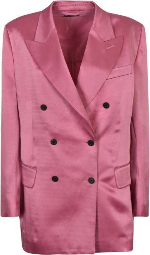 Tom Ford Elegante Dubbelrijige Blazer Roze Dames