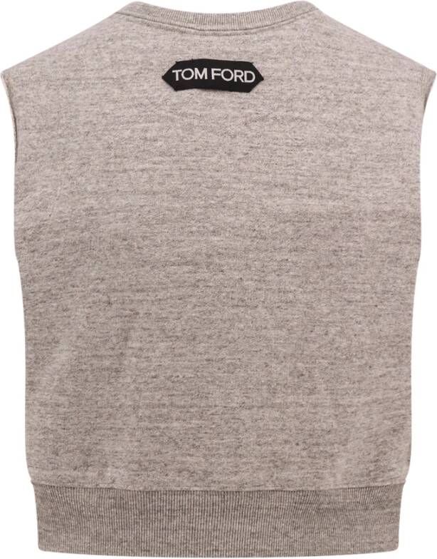 Tom Ford Logo Katoenen Sweatshirt Gray Dames