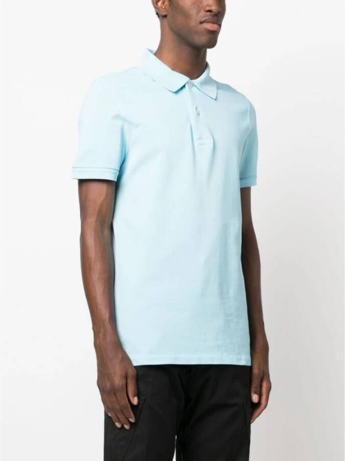 Tom Ford Sky Blue Katoenen Polo Shirt Blauw Heren