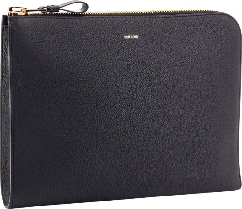 Tom Ford Zwarte Leren Clutch voor Heren Aw23 Zwart Heren